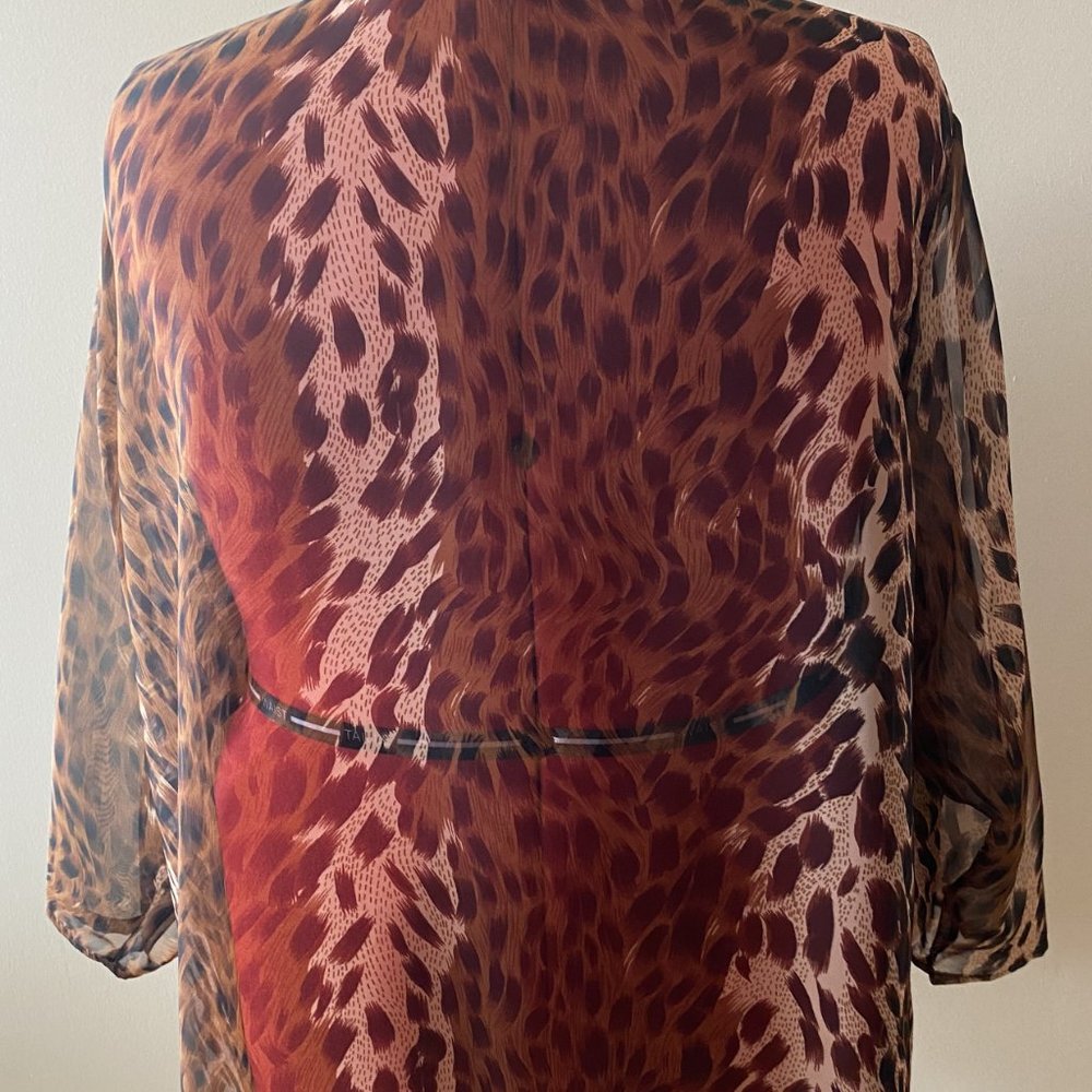 Vikki Vi, Leopard Print Sheer Duster, Size 4x - B… - image 6